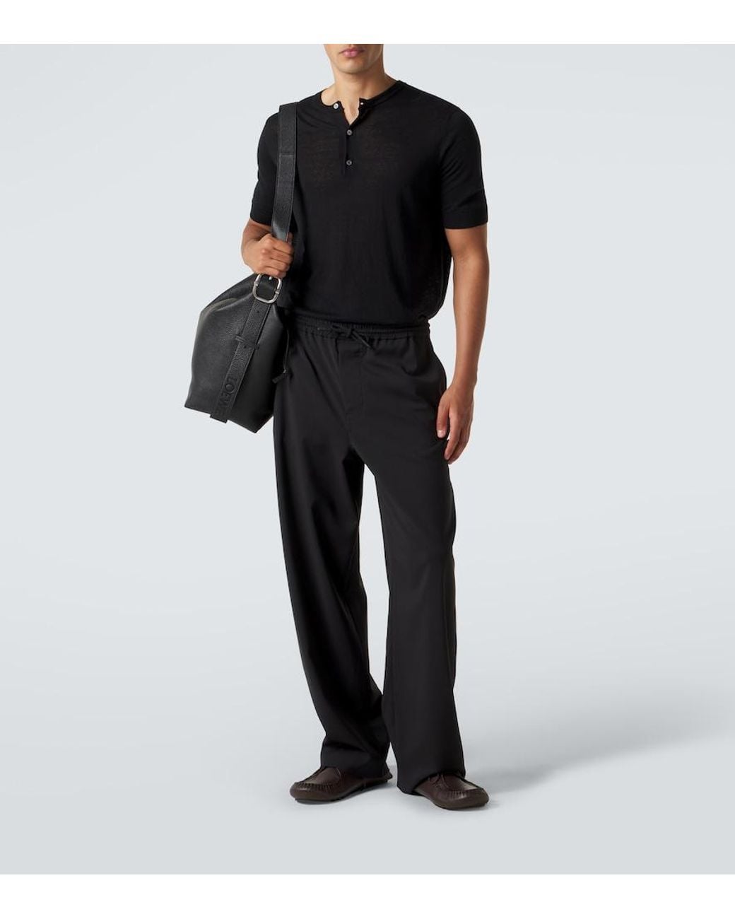 Loewe Blue Wool Straight Pants for men