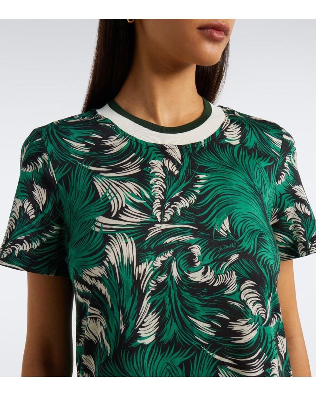 LaDoubleJ Green Sporty Swing Cotton Jersey Midi Dress