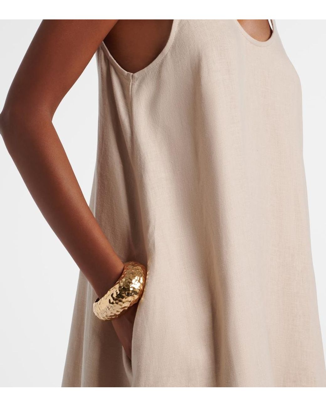 Asceno Natural Capri Linen Maxi Dress