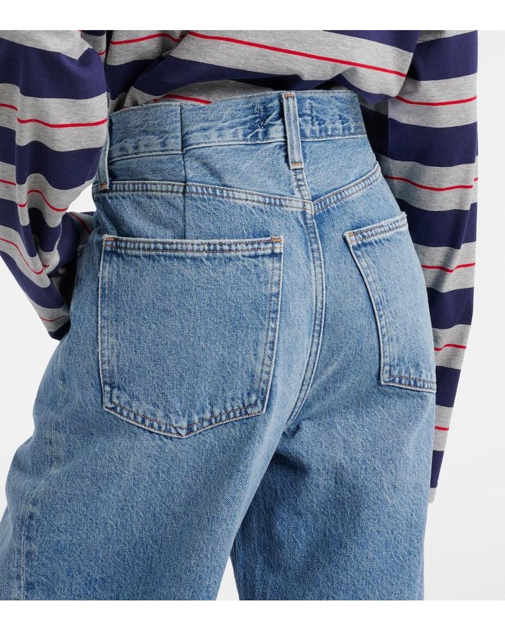 Agolde Blue Franka Mid-Rise Wide-Leg Jeans