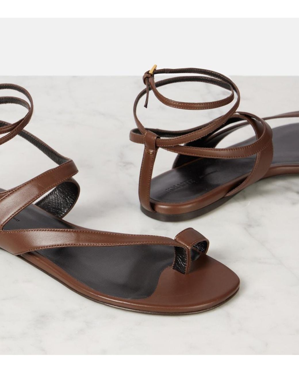 Khaite Brown Aimee Leather Sandals