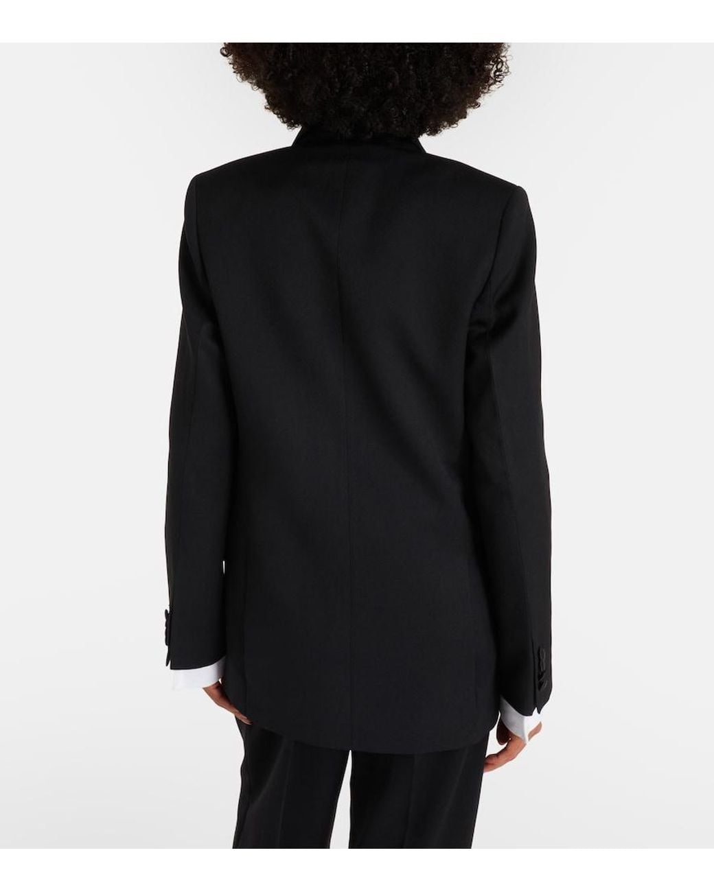 Victoria Beckham Black Belted Satin-Trimmed Blazer