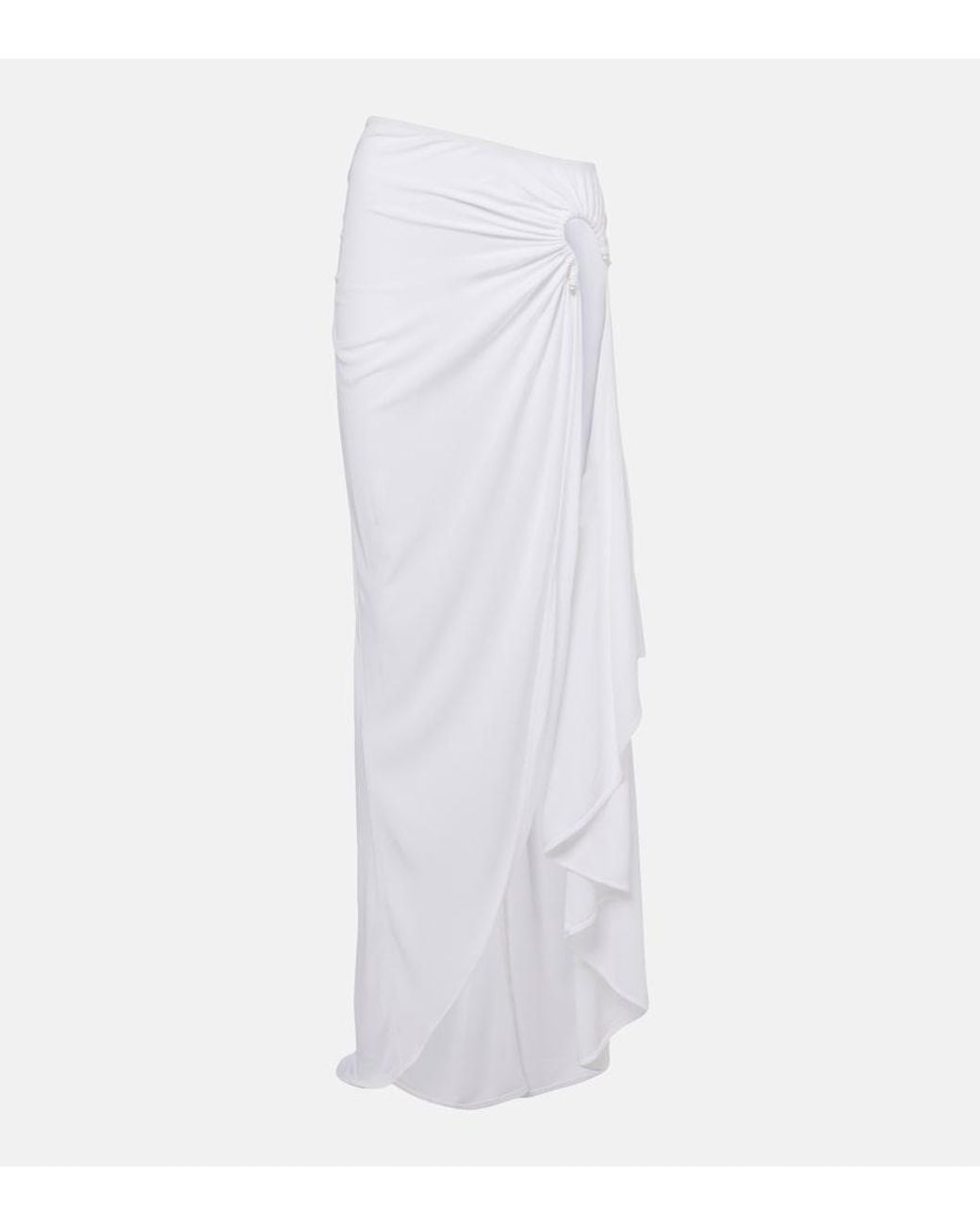 Christopher Esber White Crescent Draped Asymmetric Midi Skirt