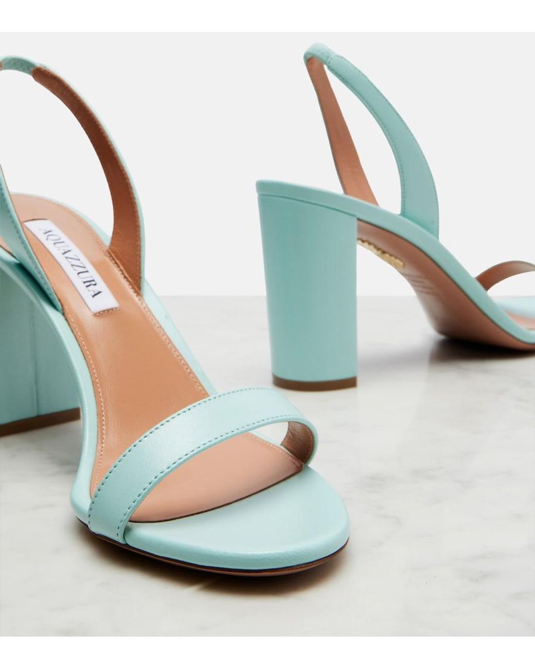 Aquazzura Blue Leather Slingback Sandals