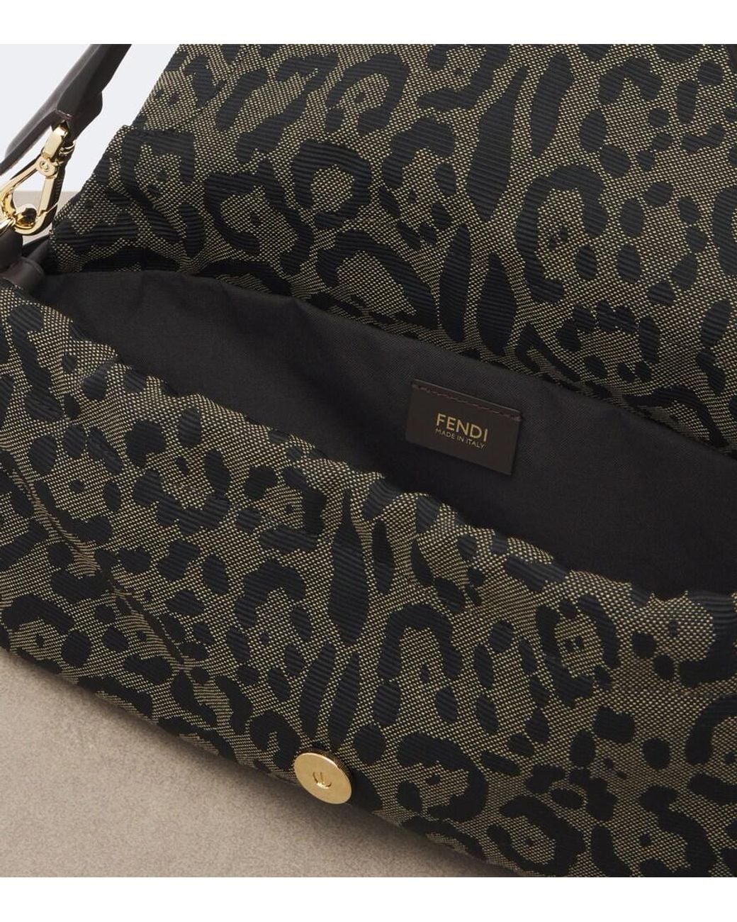 Fendi Black Baguette Soft Medium Jacquard Shoulder Bag