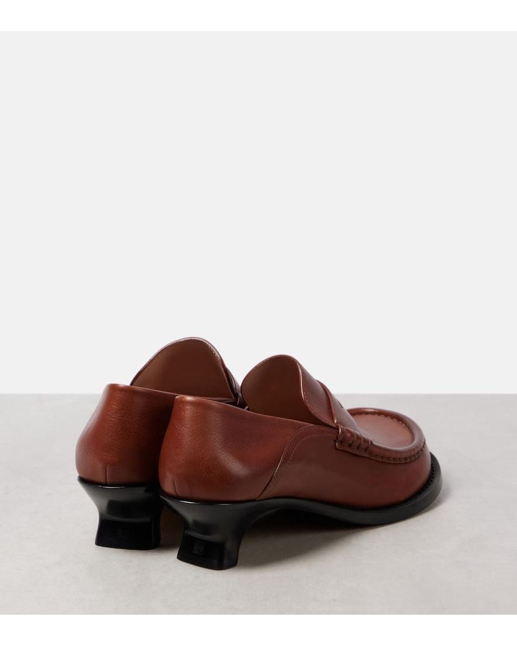Loewe Brown Leather Campo Heeled Loafers 40