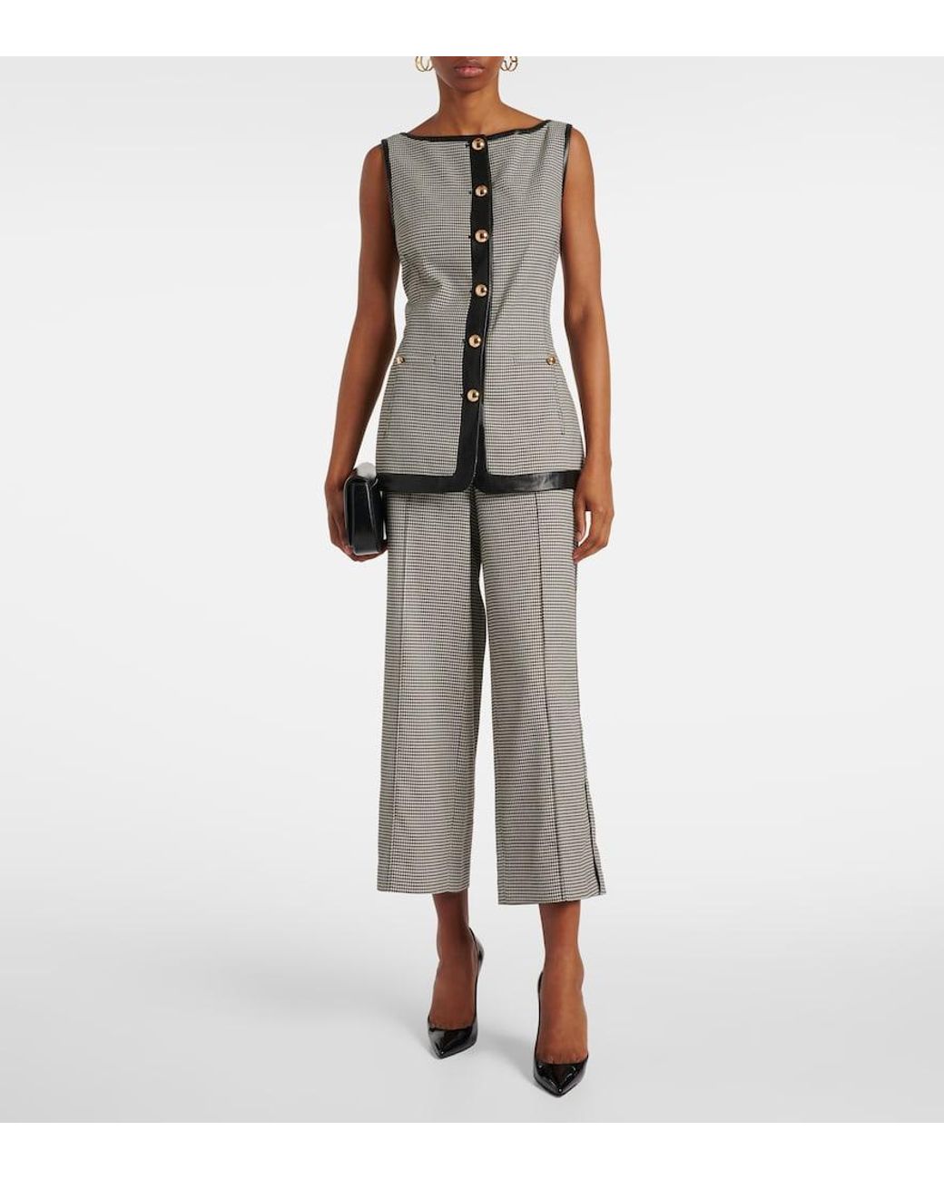 Jonathan Simkhai Gray Miki Checked Capri Pants