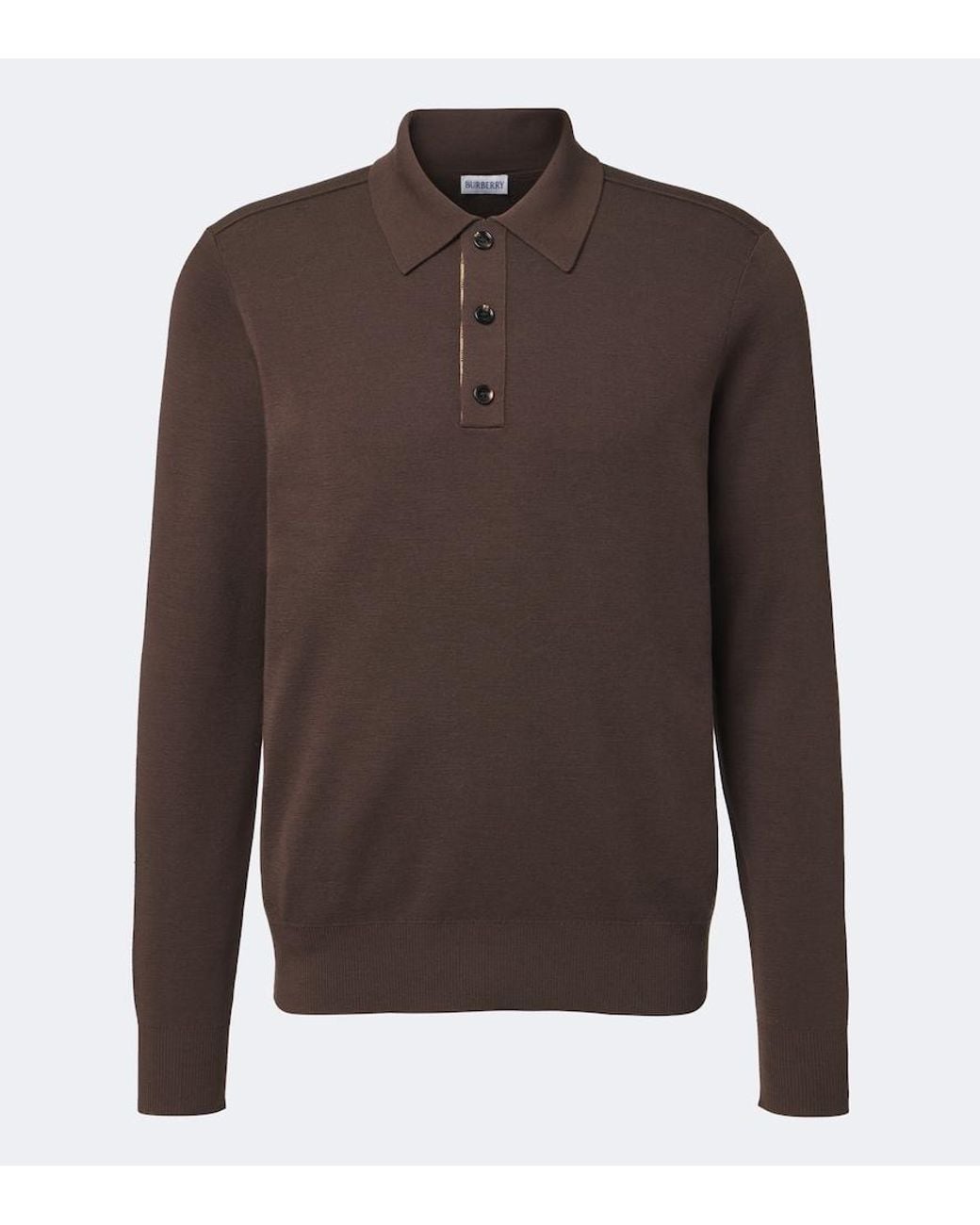 Burberry Brown Wool Polo Sweater for men
