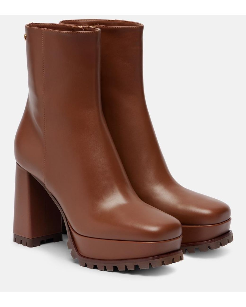 Gianvito Rossi Brown Harlem 70 Leather Platform Ankle Boots