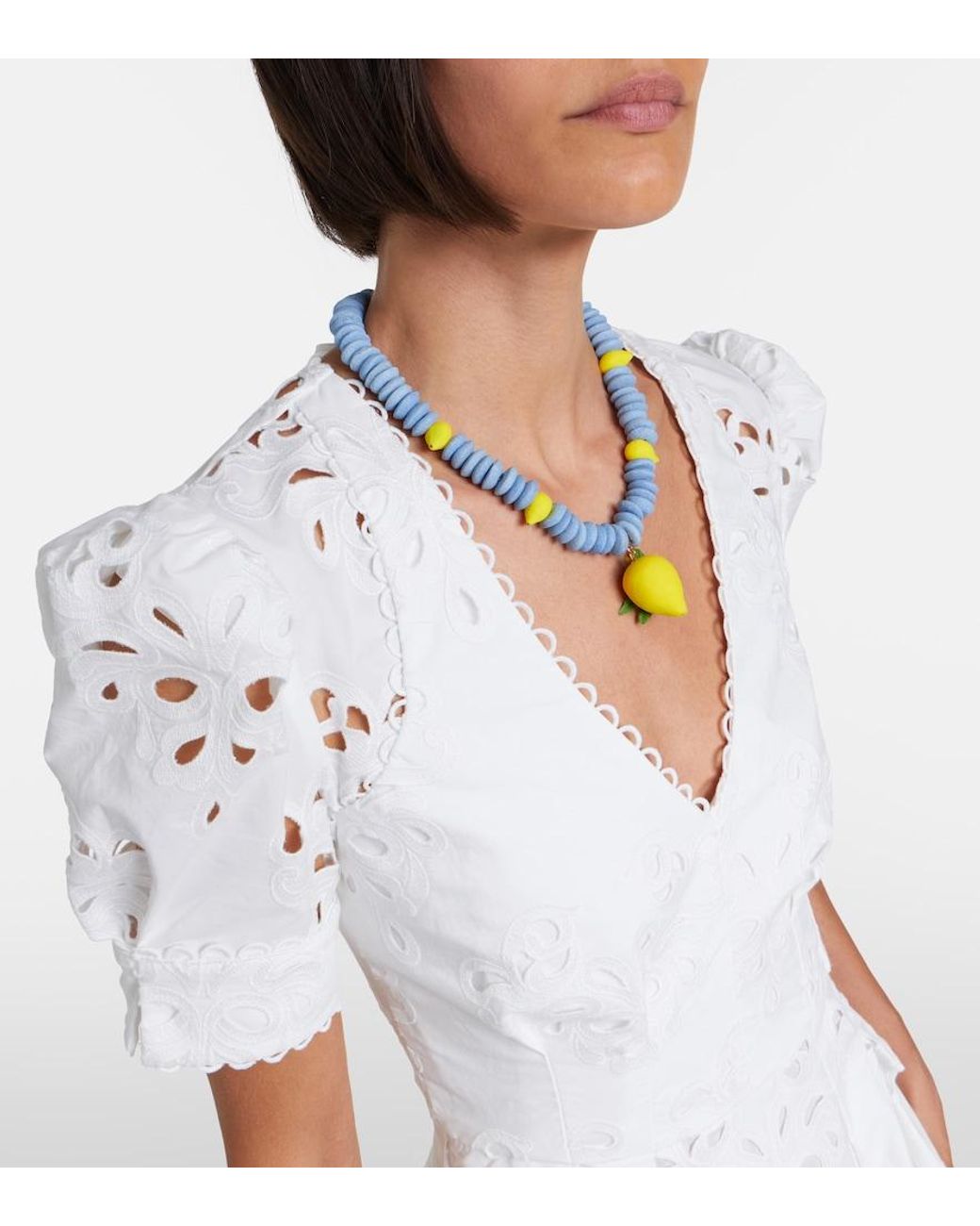 Jennifer Behr Blue Citron Beaded Necklace