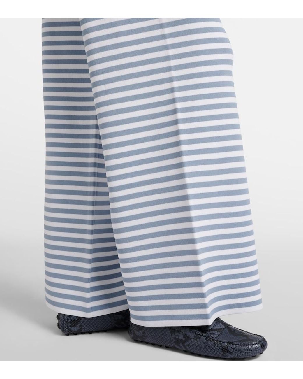 Max Mara Blue Fingere Striped Wide-Leg Pants