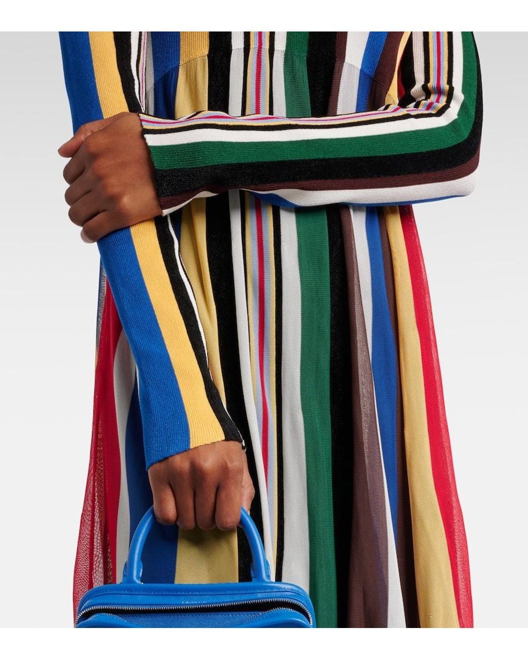 Loewe Blue Ribbed-Knit Striped Maxi Dress