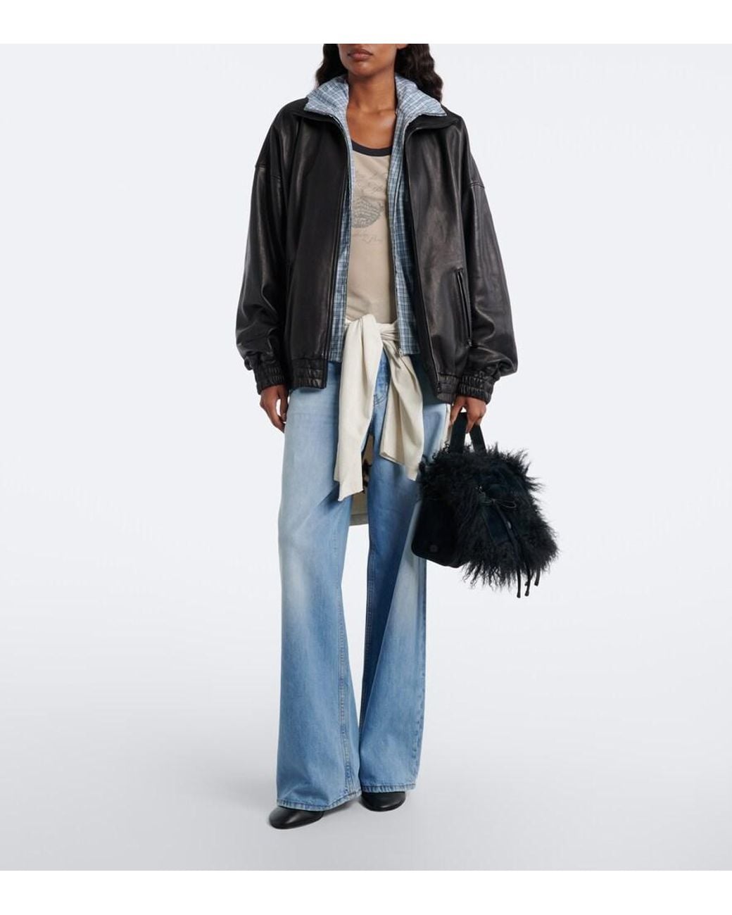 Acne Black Multipocket Suede Shoulder Bag