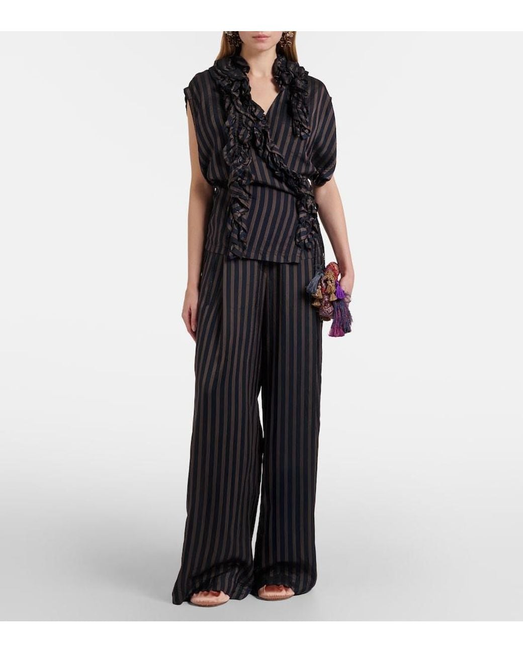 Top Raye Dries Van Noten en coloris Black