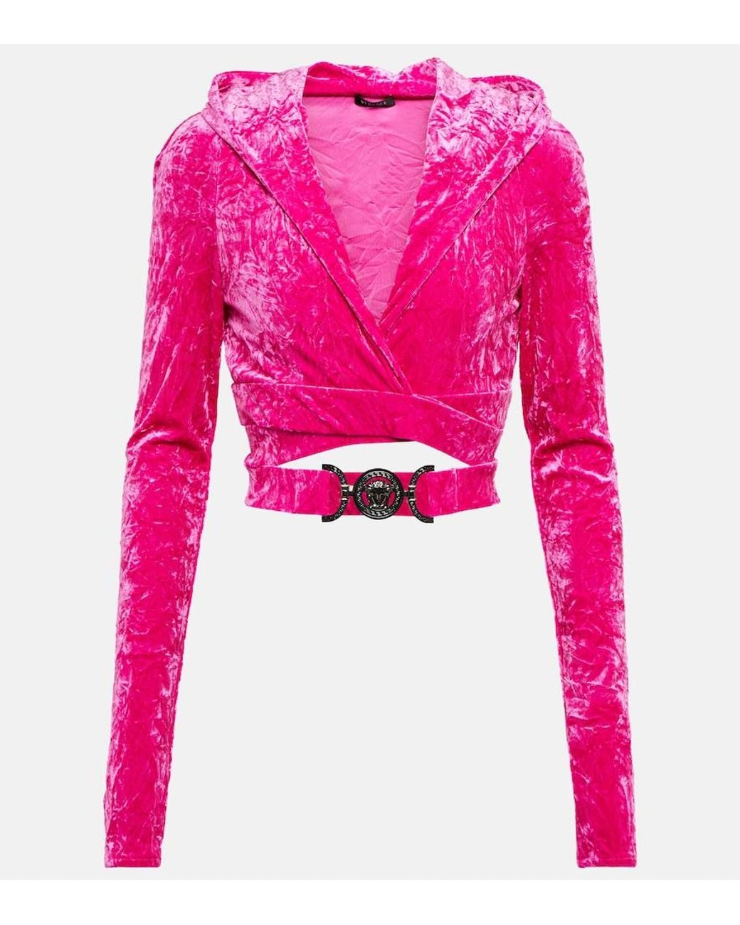 Versace Pink Medusa Biggie Velvet Hoodie