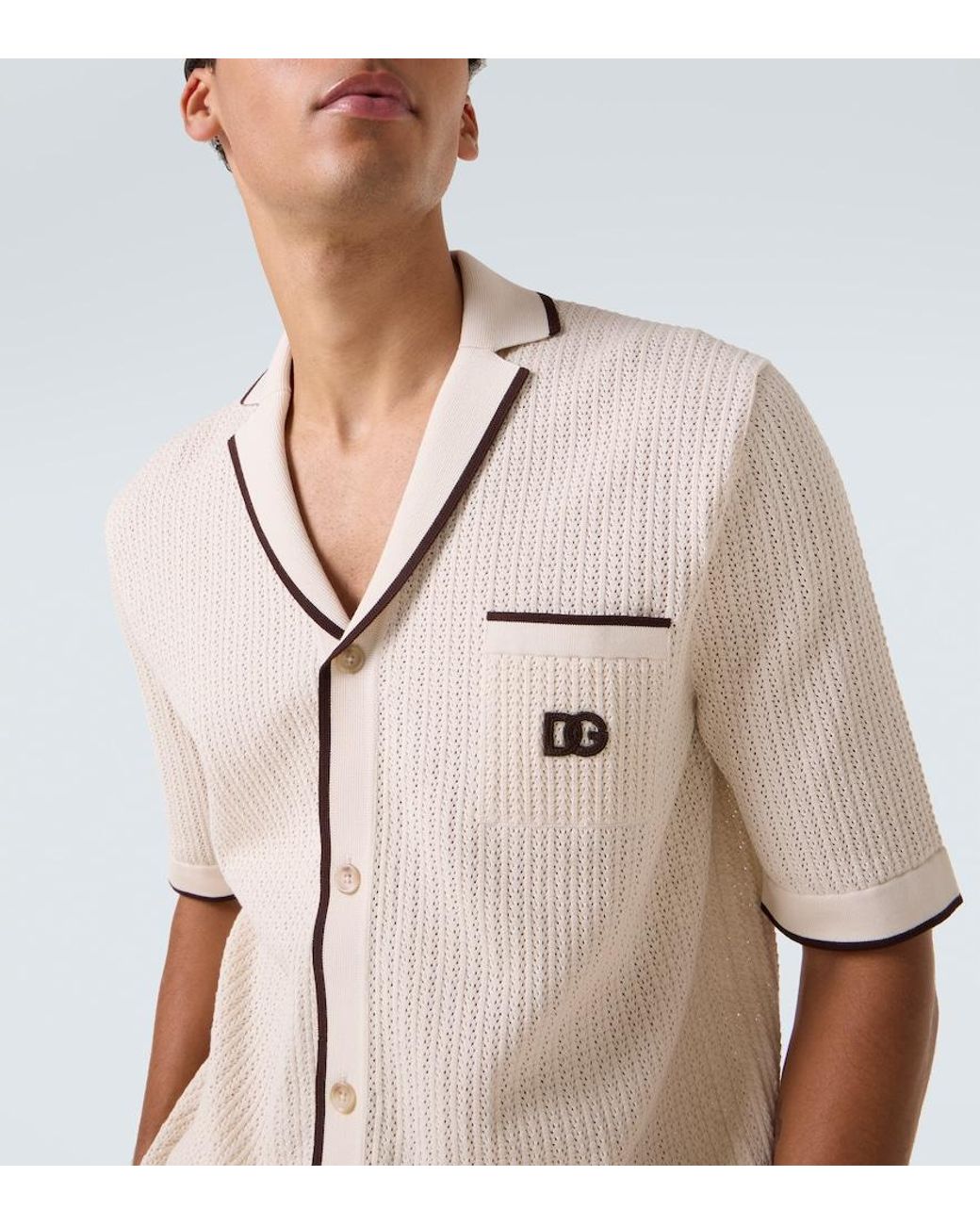 Dolce & Gabbana Natural Dg Knitted Cotton Shirt for men