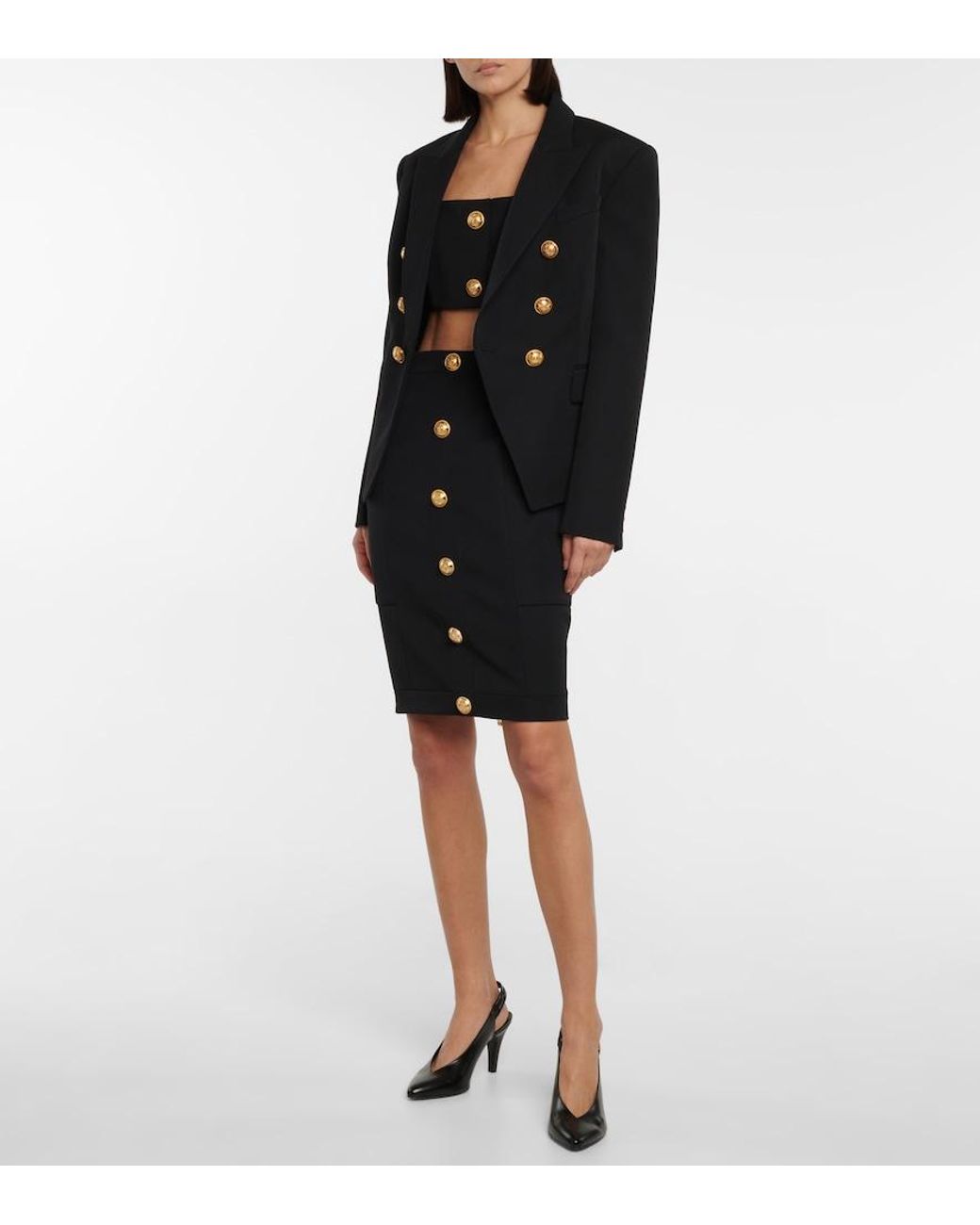 Balmain Black Double-Breasted Wool Blazer