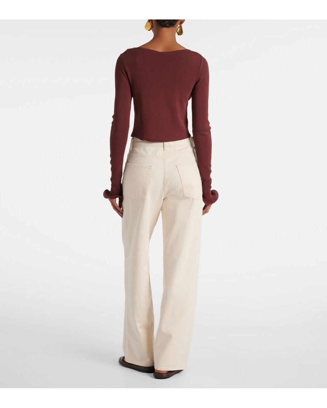 SAME Red Knitted Ruffled Top