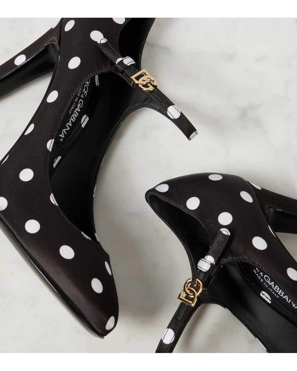 Dolce & Gabbana Black Bianca Polka-Dot Satin Pumps