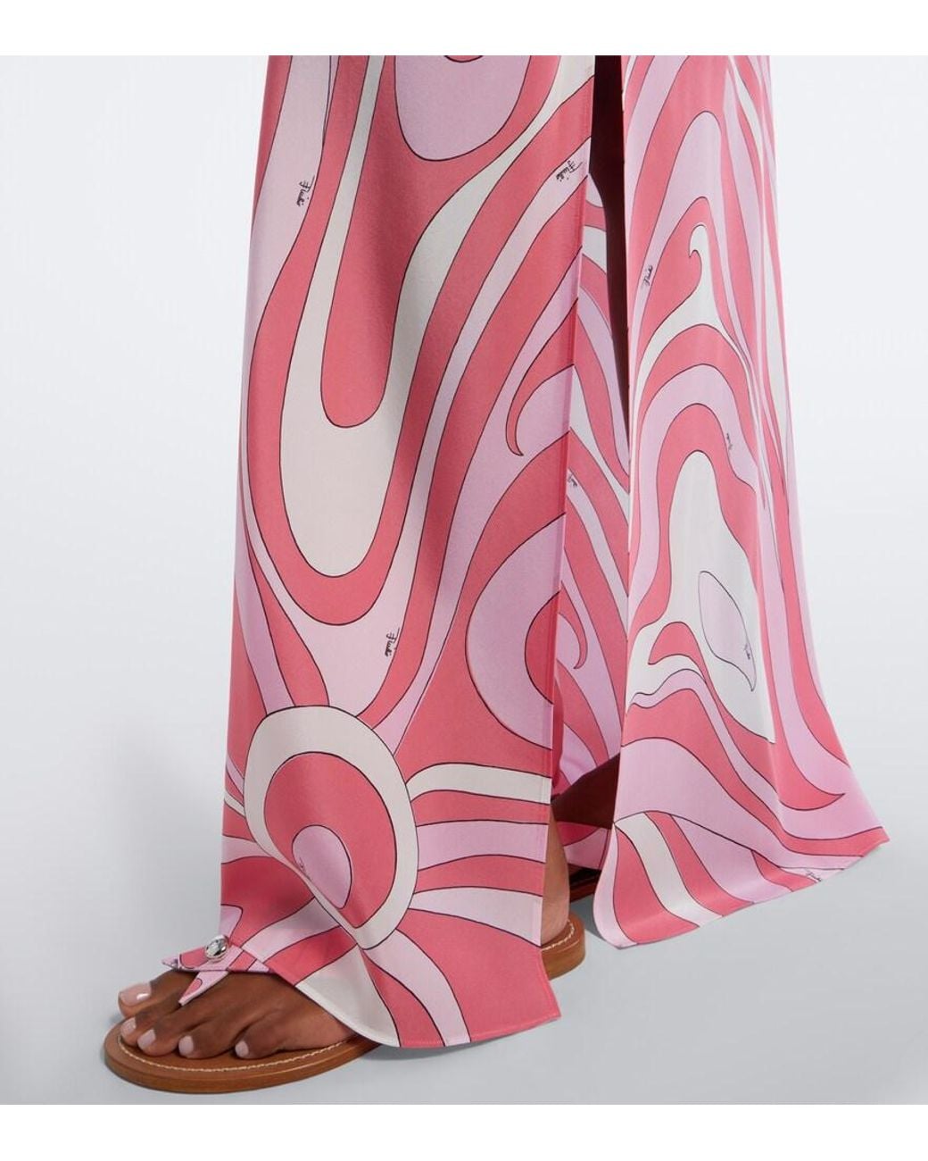 Emilio Pucci Pink Marmo Silk Crepe De Chine Maxi Dress