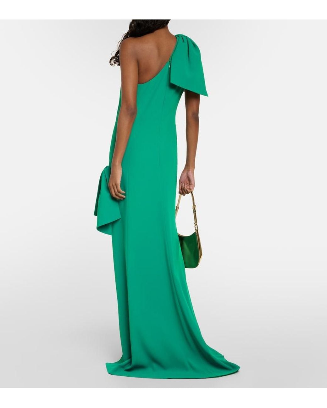 Elie Saab Green Draped One-Shoulder Gown