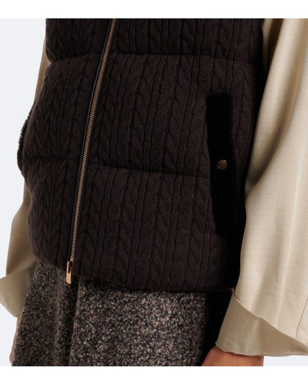 Agnona Black Cable-Knit Cashmere Puffer Vest