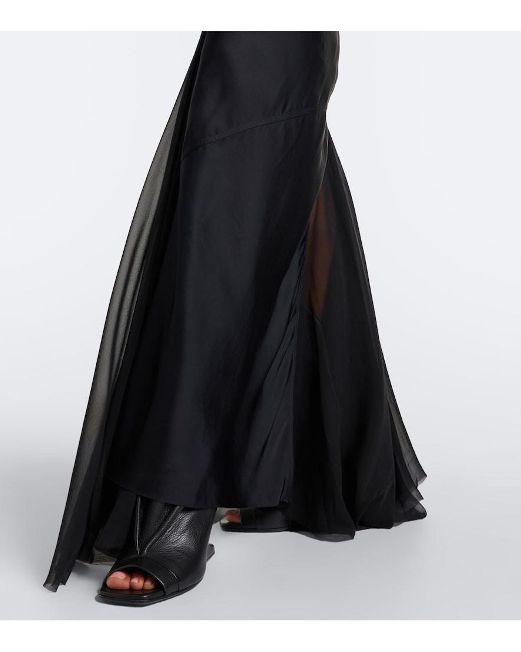 Rick Owens Black Combo Tulle-Trimmed Gown
