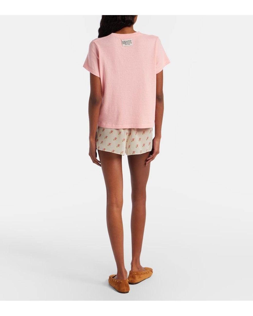 Khaite Natural Tilly Floral Silk Organza Shorts