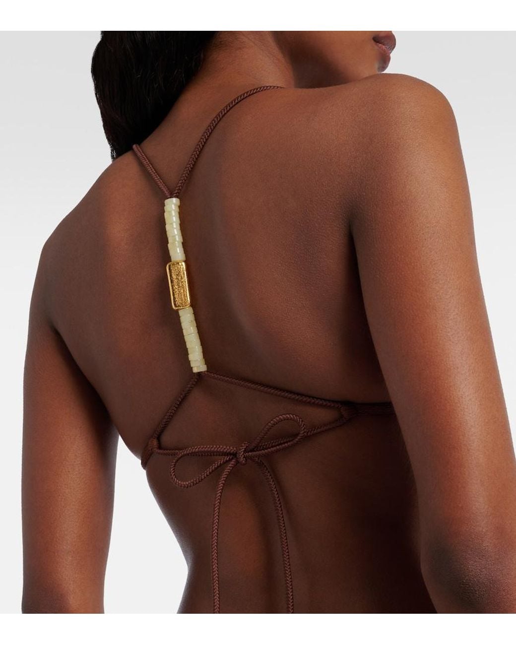 ViX Brown Harper Beaded Triangle Bikini Top