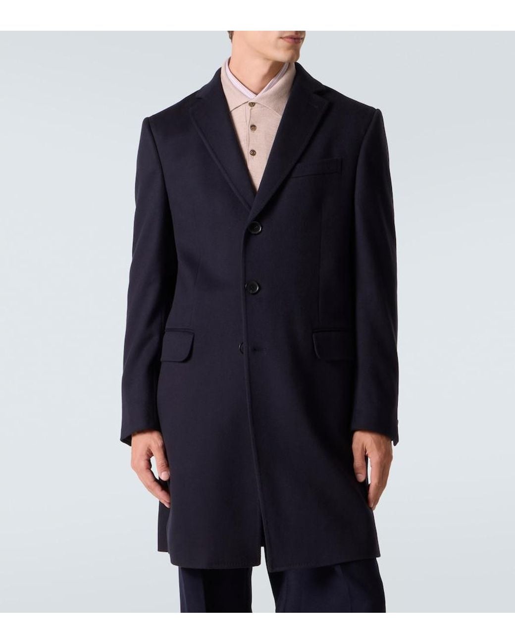 Zegna Blue Wool And Cashmere-Blend Coat for men