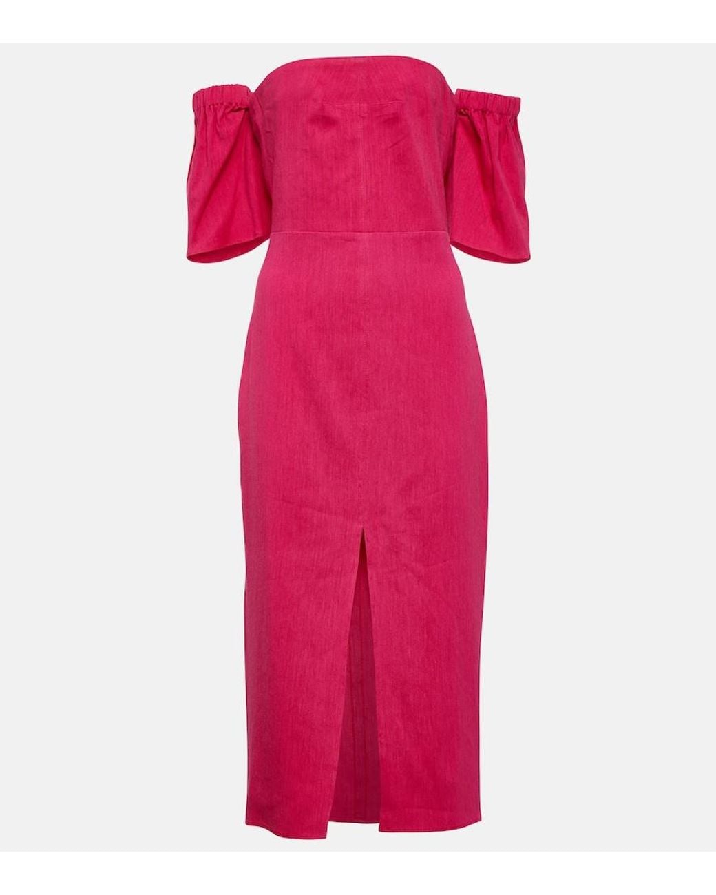 Isabel Marant Pink Stony Off-Shoulder Midi Dress