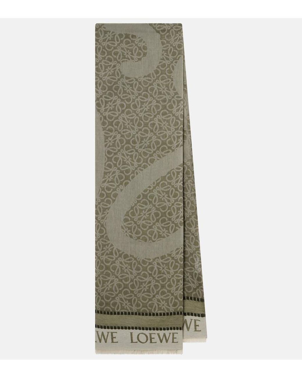 Loewe Green Anagram Cotton Jacquard Scarf