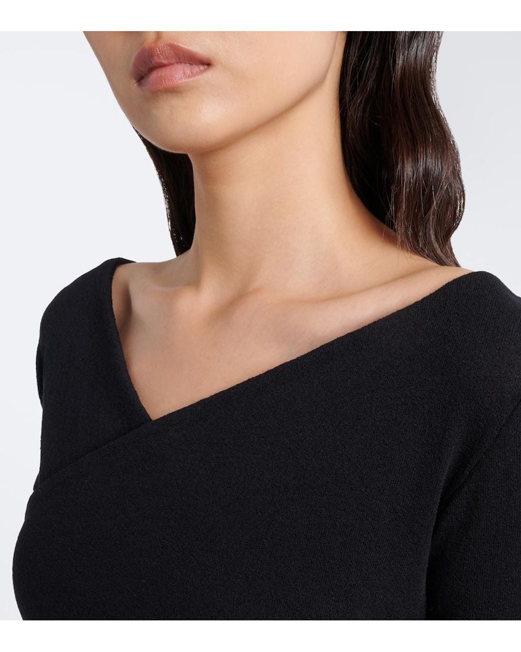 Alaïa Black Cotton-Blend Crepe Wrap Top