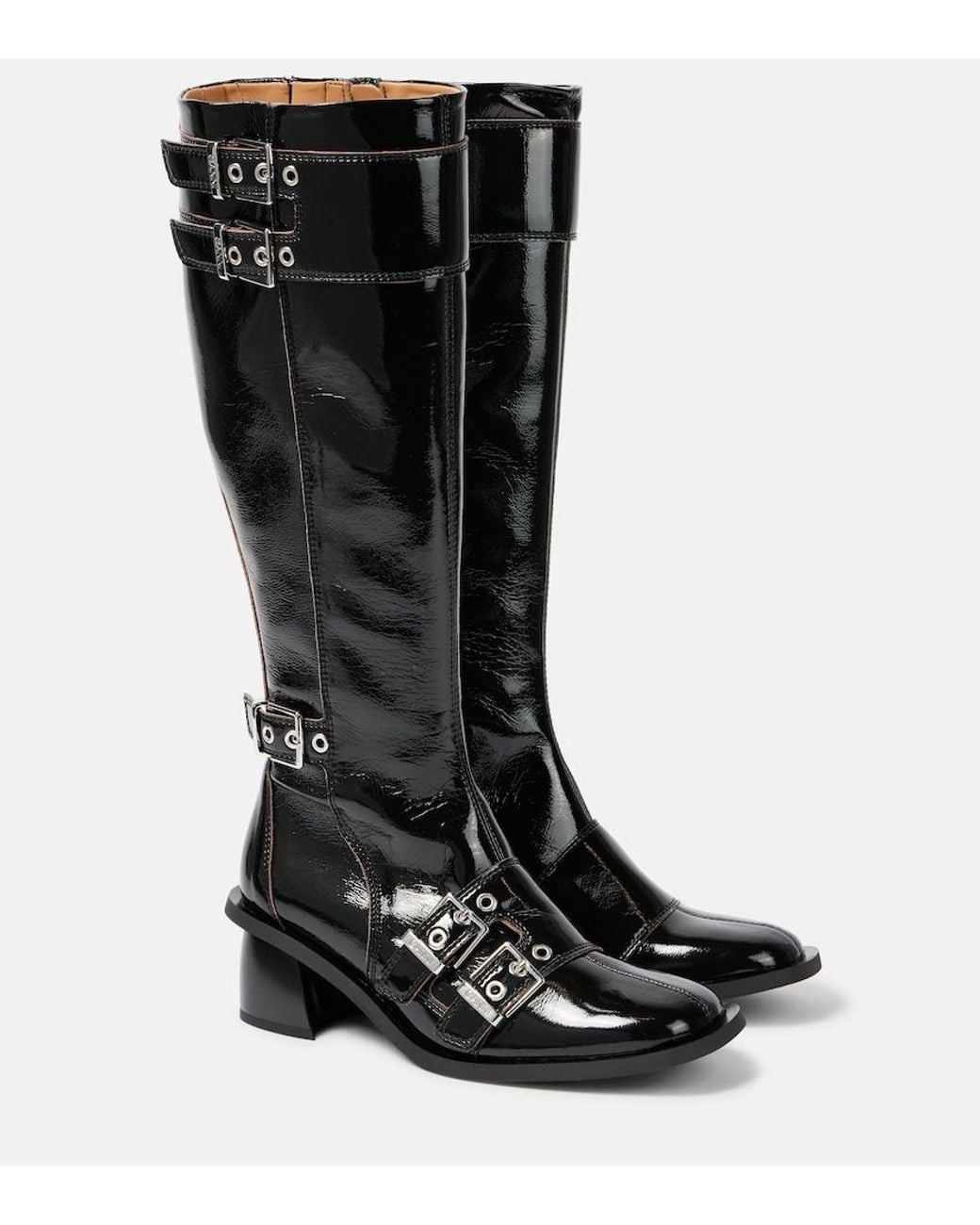 Ganni Black Knee-High Heeled Boots