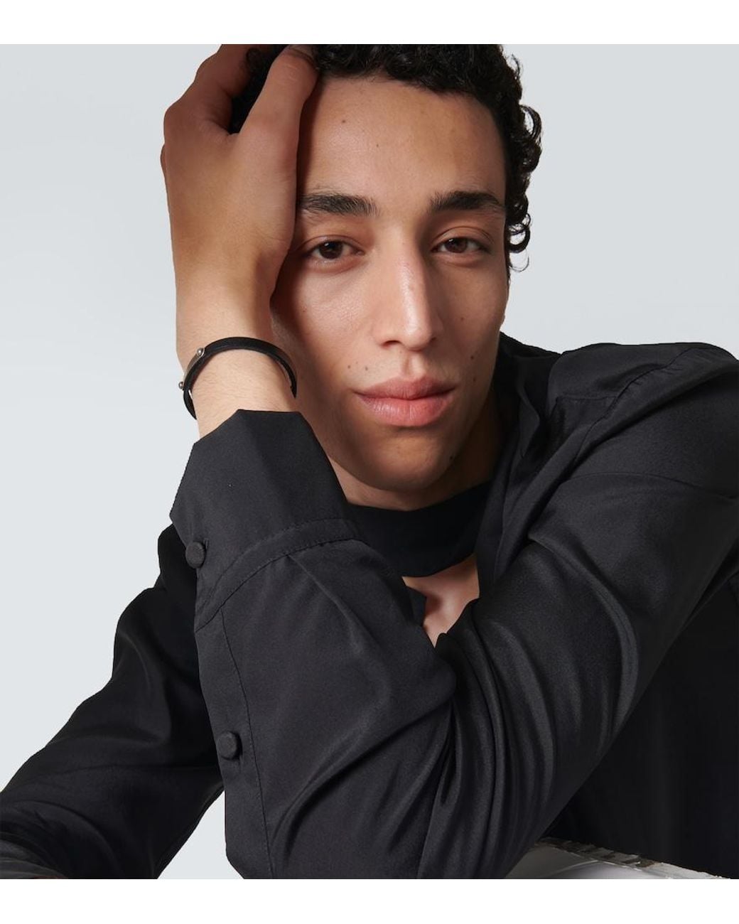 Saint Laurent White Leather Bracelet for men