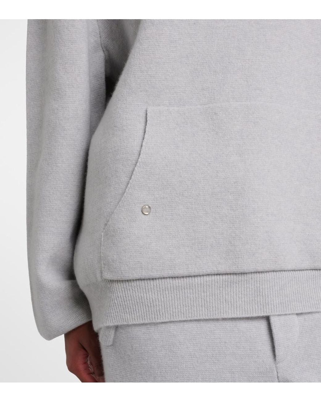 God's True Cashmere Gray Cashmere Hoodie With Rose Quartz