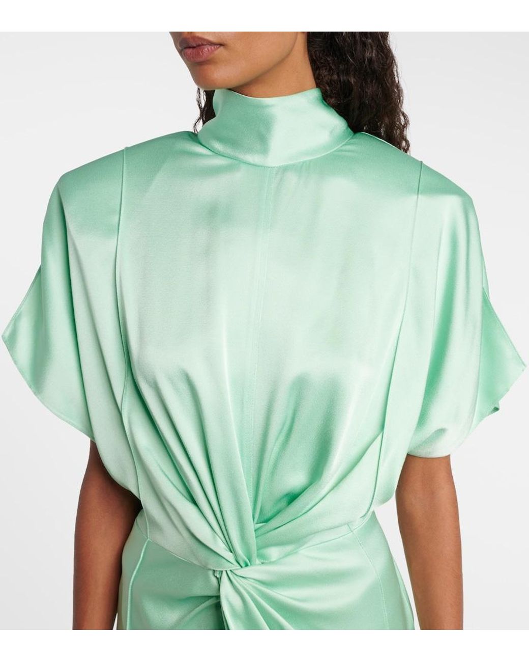 Stella McCartney Green Satin Midi Dress