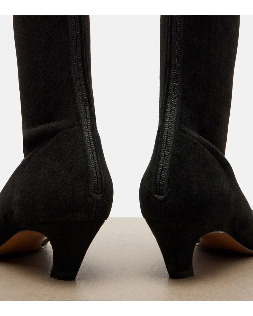 Khaite Black Arizona Suede Ankle Boots