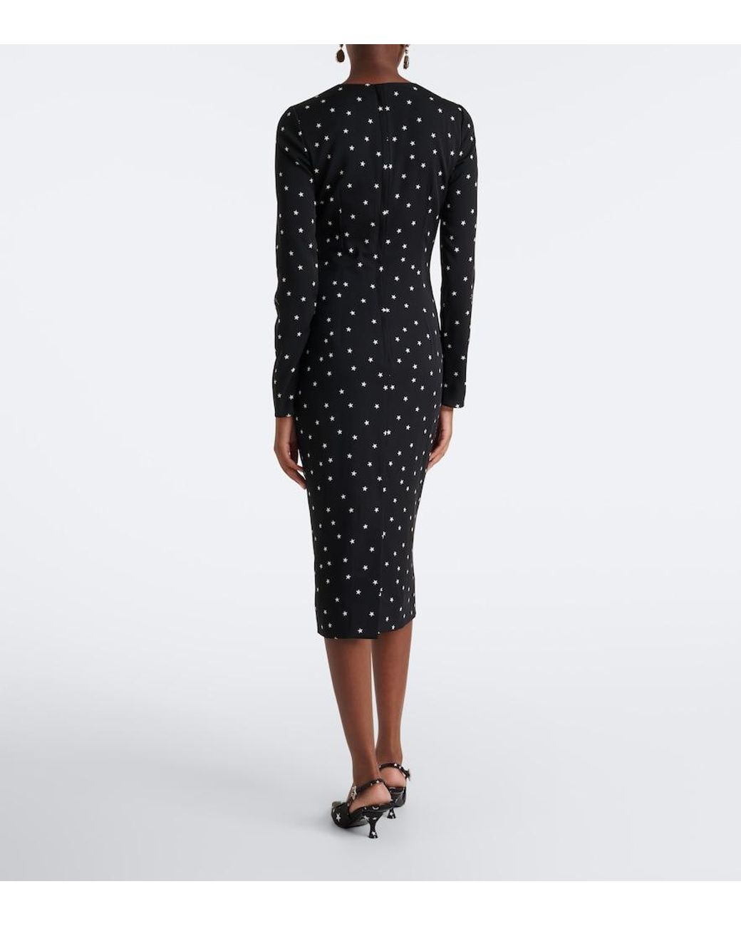 Dolce & Gabbana Black Printed Silk-Blend Midi Dress