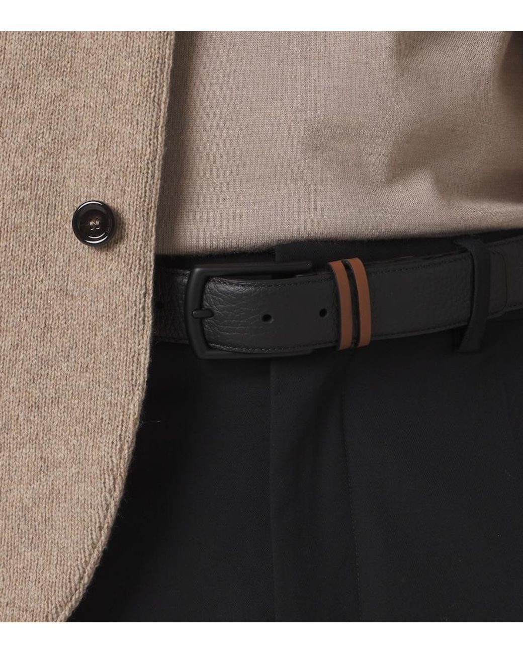 Zegna Black Leather Belt for men