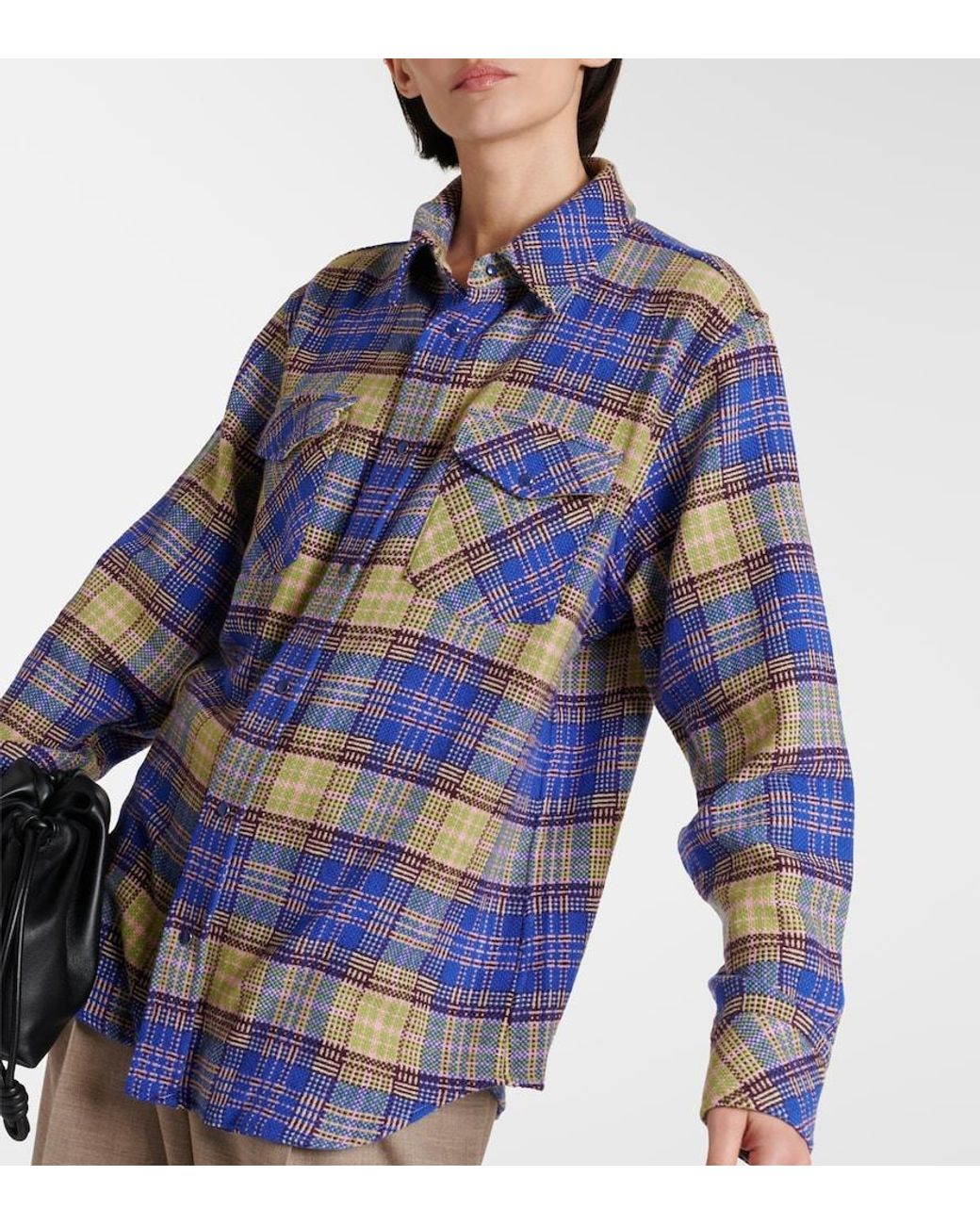 God's True Cashmere Blue Tartan Cashmere Shirt