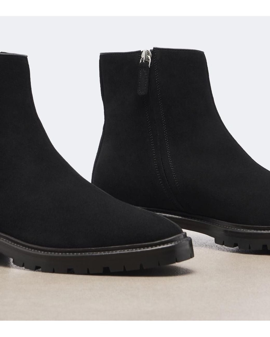 The Row Black Moto Suede Ankle Boots