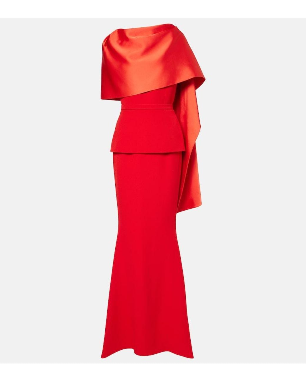 Safiyaa Red Evangelina Caped Crepe Gown