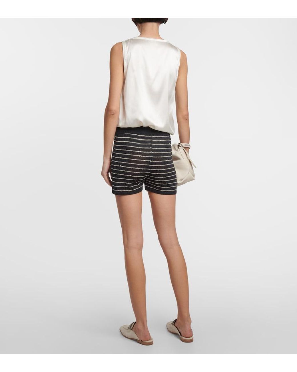 Brunello Cucinelli Black Knitted Cotton Shorts