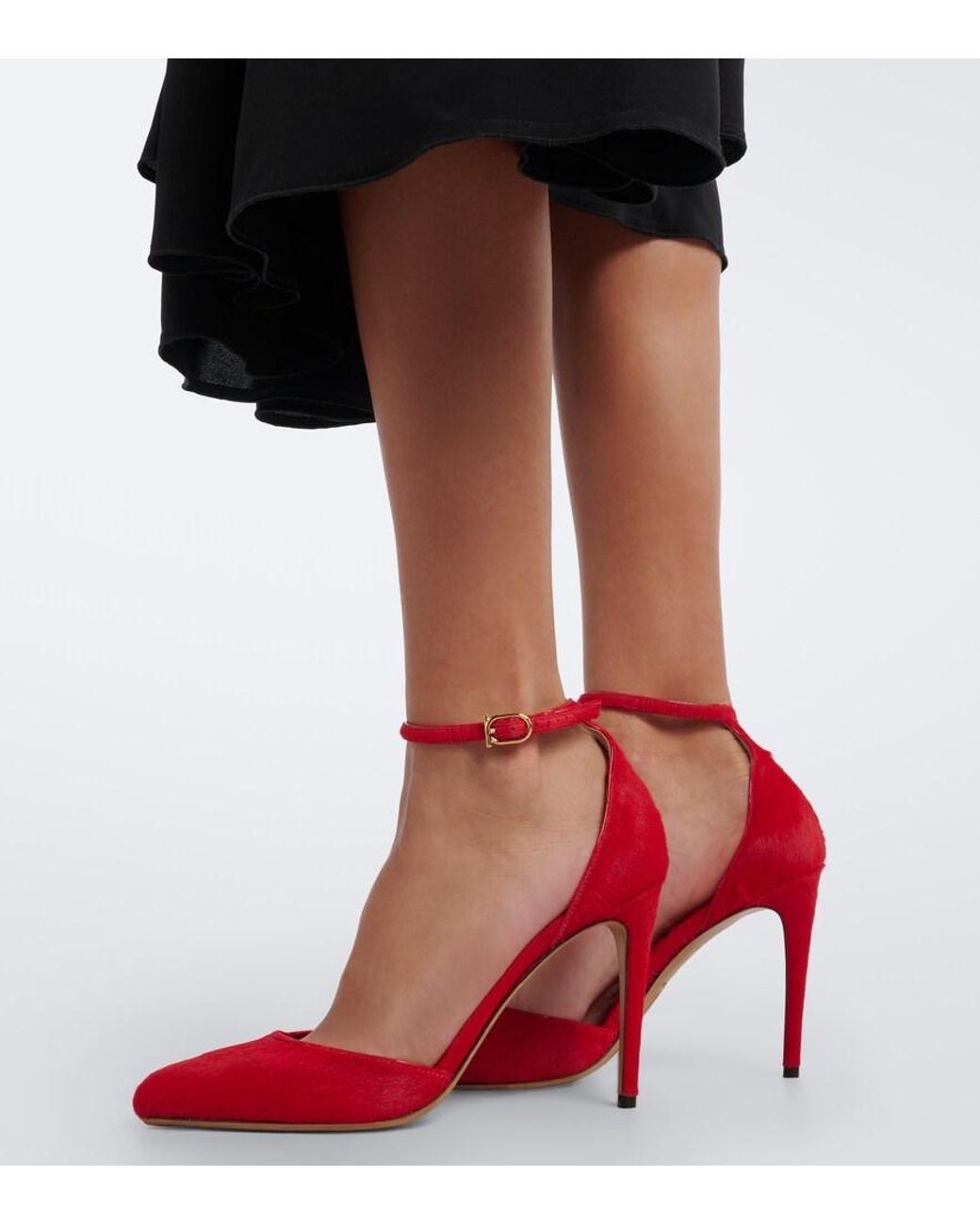Ferragamo Red Maily Calf Hair Pumps