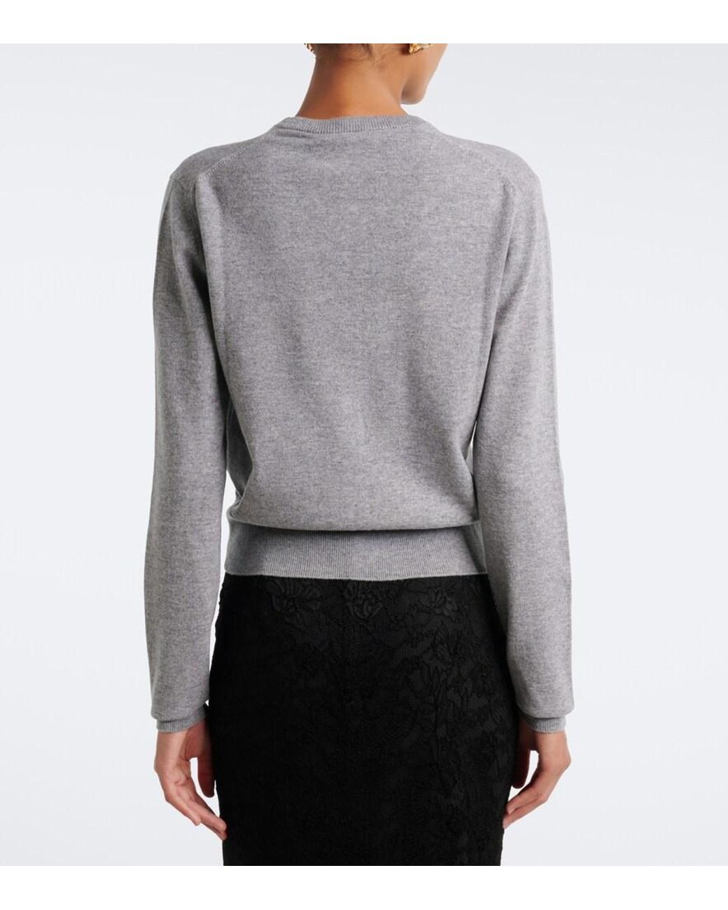 Dolce & Gabbana Gray Embellished Cashmere Cardigan