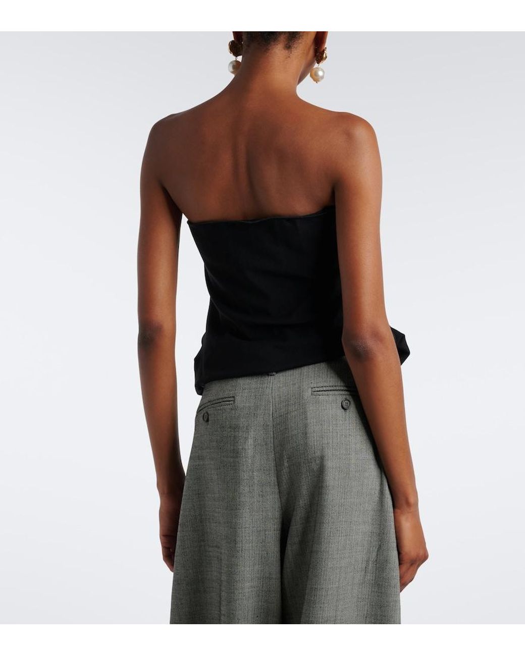 Magda Butrym Black Floral-Applique Wool-Blend Top