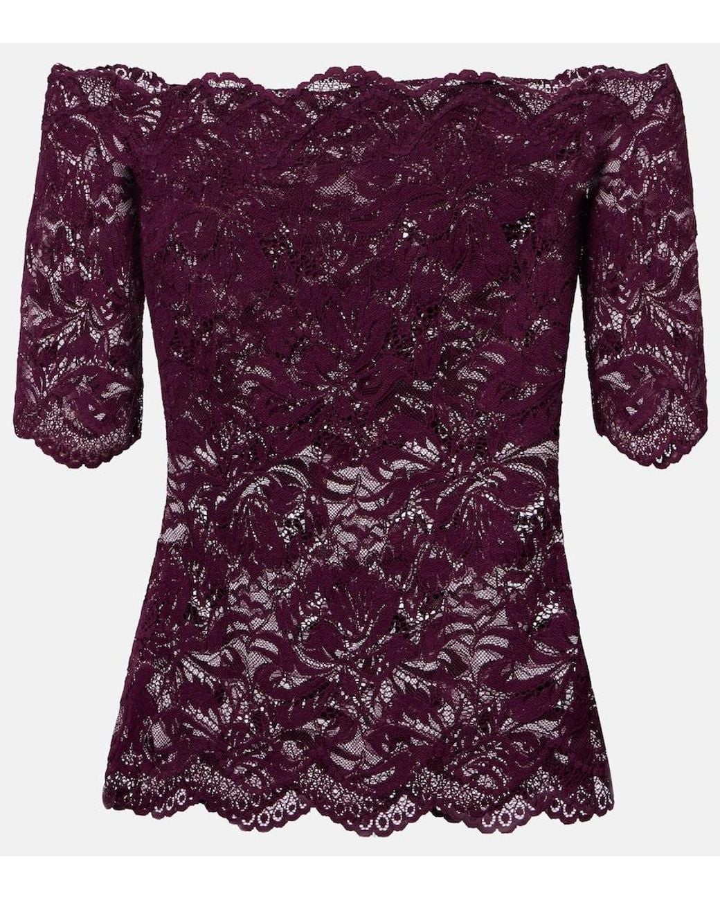 Rabanne Purple Off-Shoulder Lace Top