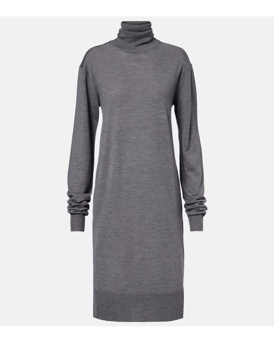 Totême Gray Wool And Silk Sweater Dress