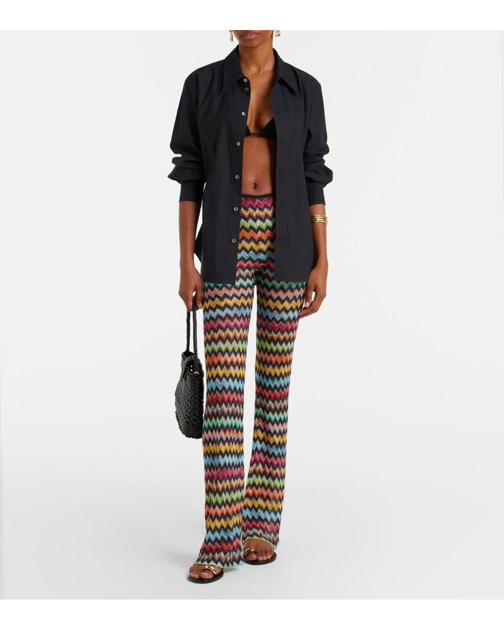 Missoni Multicolor Zigzag Lame Flared Pants
